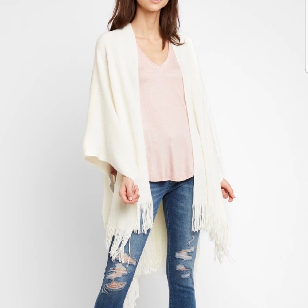 Ivory Fringe Shrug